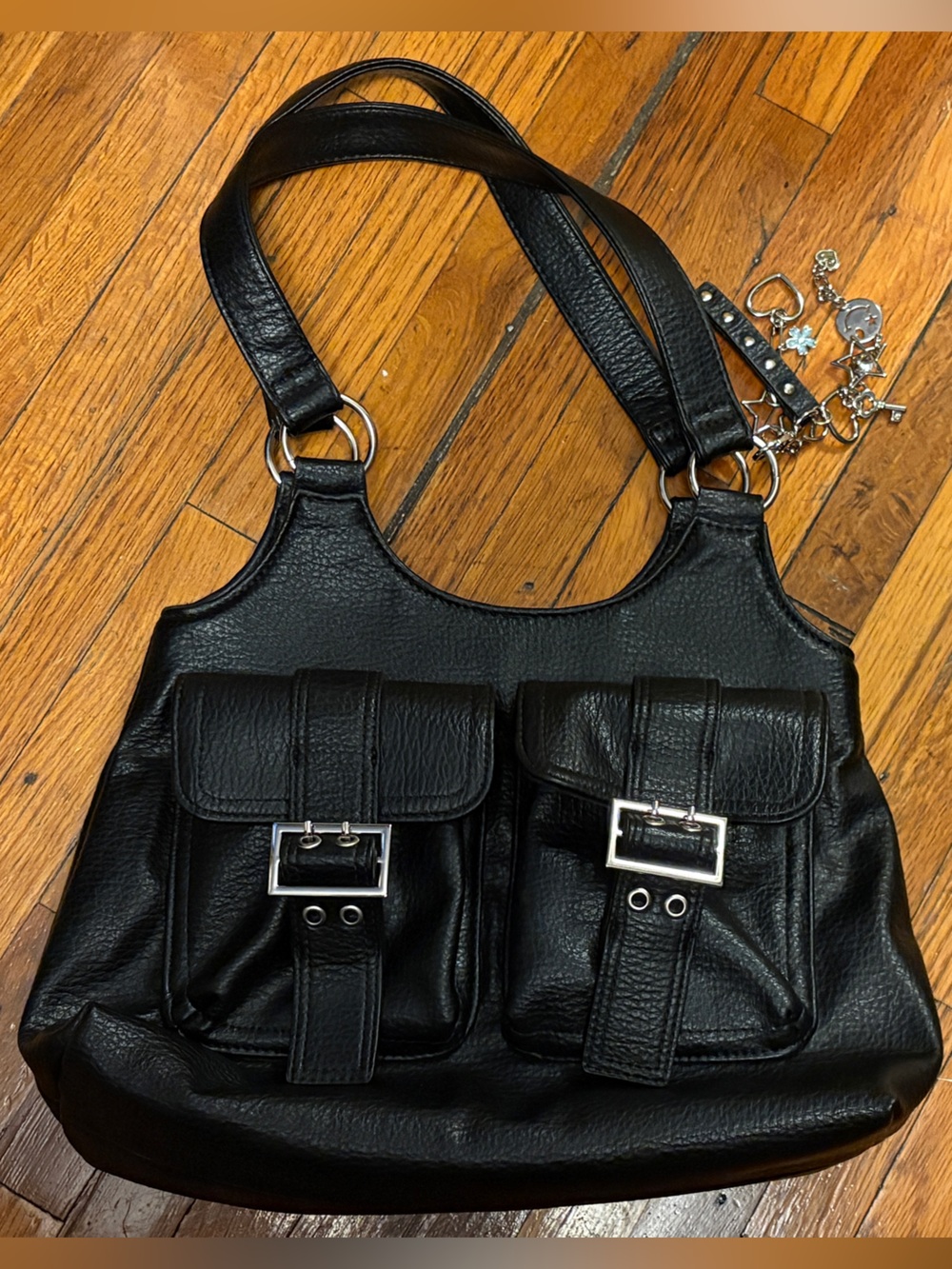 Y2K Style Vegan Leather Bag with Charms - NWOT